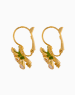 Pink-Green Floral Earrings with Pearl