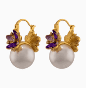 صفحه اصلی floral earrings, pink green jewelry, pearl earrings