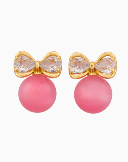 pink bow earrings, valentines gift, Shoucka