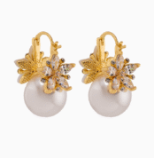 صفحه اصلی white pearl earrings, floral wedding earrings, Shoucka