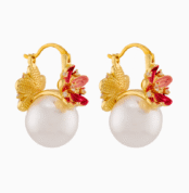 صفحه اصلی red floral earrings, Yalda jewelry, pearl earrings