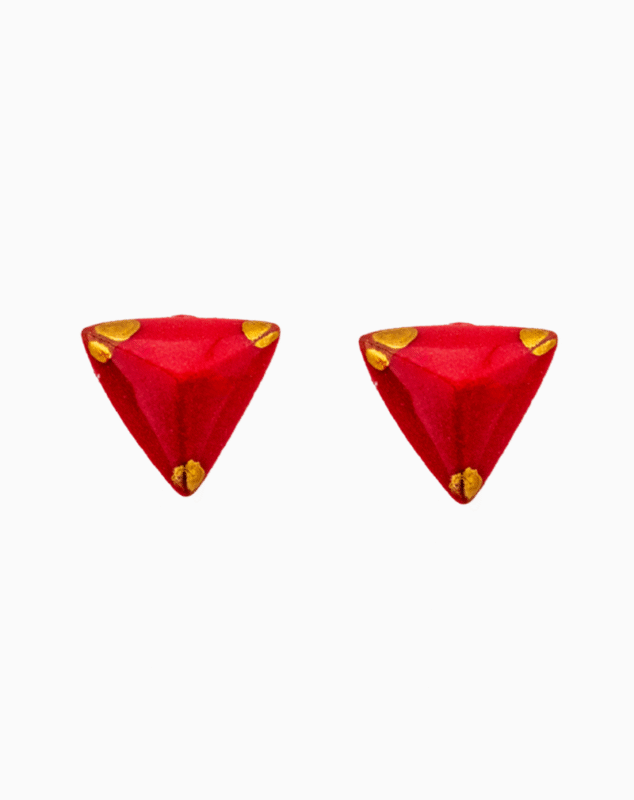 Red Triangle Stud Earrings, Hypoallergenic Steel Geometric Jewelry