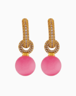 Shooka Pavé Crystal Hoop Earrings with Matte Pink Orb Dangle