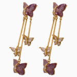 Shooka Butterfly Cascade Dangle Earrings | Purple & Crystal Gold-Plated Jewelry