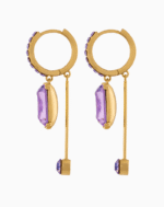 Shooka Modern Dangle Earrings | Purple Crystal & Gold-Plated Jewelry for Women