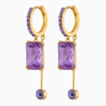 Shooka Modern Dangle Earrings | Purple Crystal & Gold-Plated Jewelry for Women