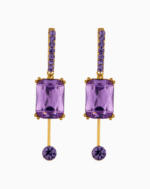 Shooka Modern Dangle Earrings | Purple Crystal & Gold-Plated Jewelry for Women