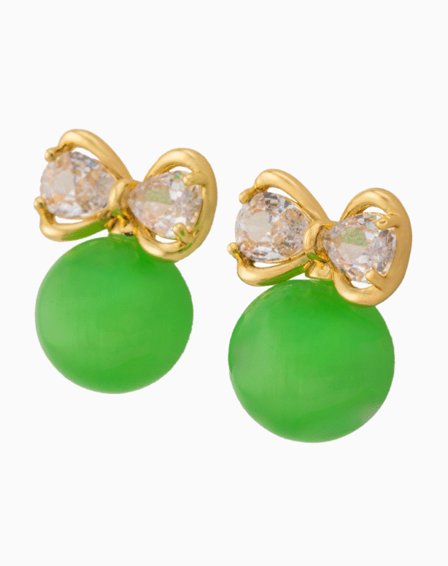 صفحه اصلی Shooka Green Stone & Crystal Bow Earrings for Women