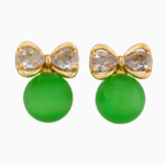 Shooka Green Stone & Crystal Bow Earrings for Women