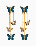 Shooka Blue Butterfly Cascade Dangle Earrings | Gold-Plated Jewelry