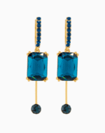 Shooka Dangle Earrings with Dark Blue Stone | Women’s Luxury Jewelry