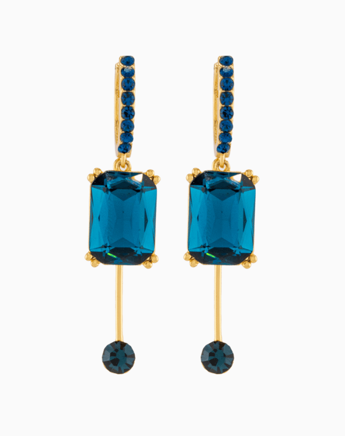 Shooka Dangle Earrings with Dark Blue Stone | Women’s Luxury Jewelry