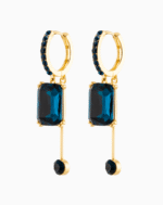 Shooka Dangle Earrings with Dark Blue Stone | Women’s Luxury Jewelry