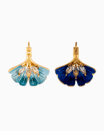 `Shooka Blue Enamel Ginkgo Leaf Earrings