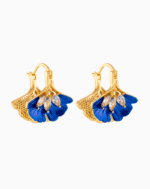 `Shooka Blue Enamel Ginkgo Leaf Earrings