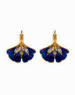 `Shooka Blue Enamel Ginkgo Leaf Earrings