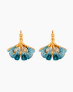 `Shooka Blue Enamel Ginkgo Leaf Earrings