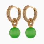 Shooka Green Orb Dangle Hoop Earrings | Pavé Crystal Jewelry