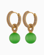 Shooka Green Orb Dangle Hoop Earrings | Pavé Crystal Jewelry