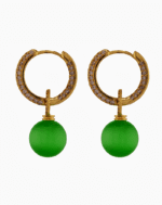 Shooka Green Orb Dangle Hoop Earrings | Pavé Crystal Jewelry