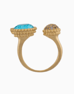 Shoucka Women’s Gold Plated Ring “Ocean” with Turquoise and Purple Stones