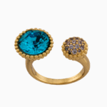 Shoucka Women’s Gold Plated Ring “Ocean” with Turquoise and Purple Stones
