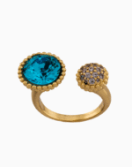 Shoucka Women’s Gold Plated Ring “Ocean” with Turquoise and Purple Stones