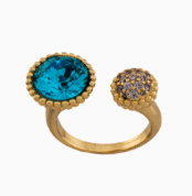 Shoucka Women’s Gold Plated Ring “Ocean” with Turquoise and Purple Stones