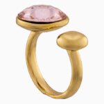 Shoucka Women’s Open Gold Plated Ring with Pink Cube Crystal – Modern, Girlish & Perfect Gift