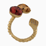 Shoucka Women’s Open Gold Ring with Red & Champagne Crystals – Unique and Luxurious Style