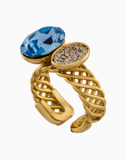Shoucka Atlantis Women’s Ring | Blue Crystal Adjustable Statement Ring
