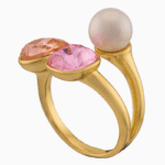 shoucka Adora Gold Women's Ring with Pink Crystal & Pearl | shoucka Gallery