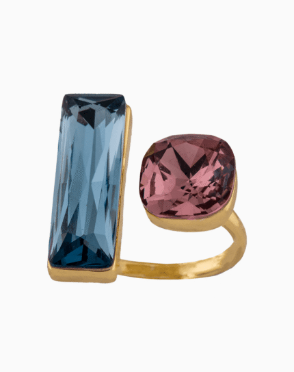 shoucka Prisma Gold-Plated Statement Ring | Two-Tone Architectural Crystal