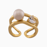 shoucka Aphrodite Gold-Plated Ring | Pearl & Heart Crystal Design