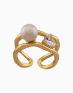 shoucka Aphrodite Gold-Plated Ring | Pearl & Heart Crystal Design