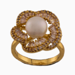 Women’s Gold Plated Floral Ring with Pearl & Crystal Stones | shoucka