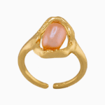 Women’s Gold Plated Modern Ring with Oval Pink Pearl | shoucka