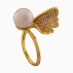 shoucka Pearly Ginkgo Leaf Ring | Gold-Plated & Adjustable