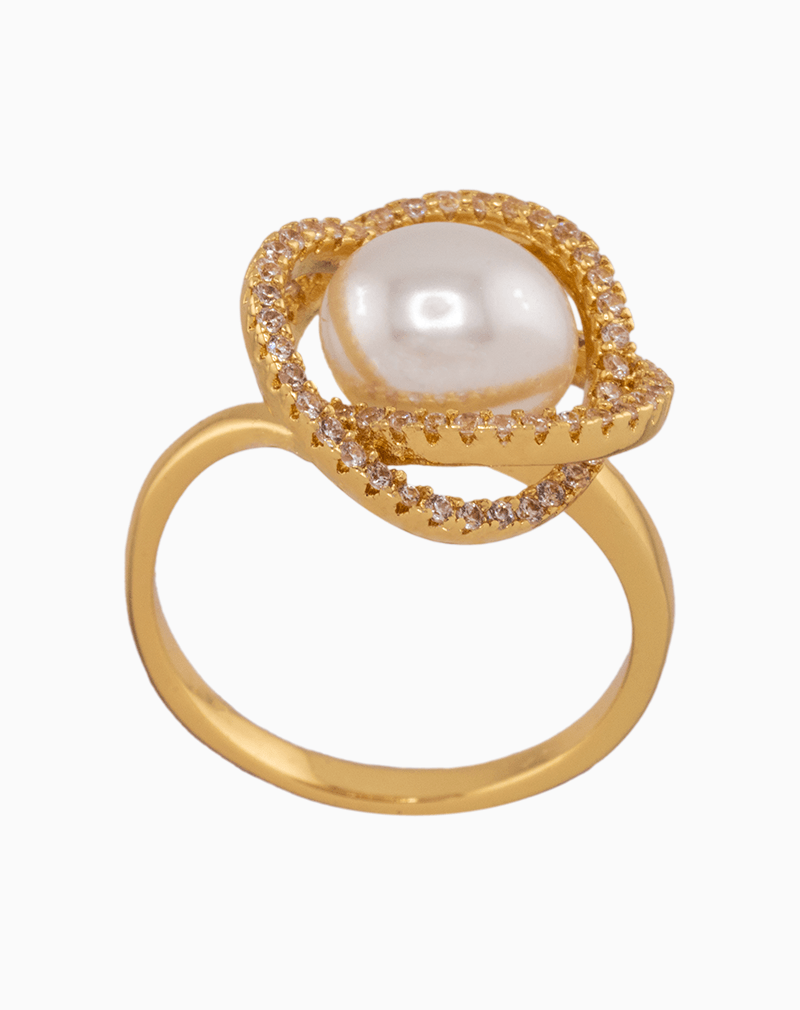 RIWGOCXX01000028 shoucka Pearly Knot Ring | Gold-Plated & Adjustable