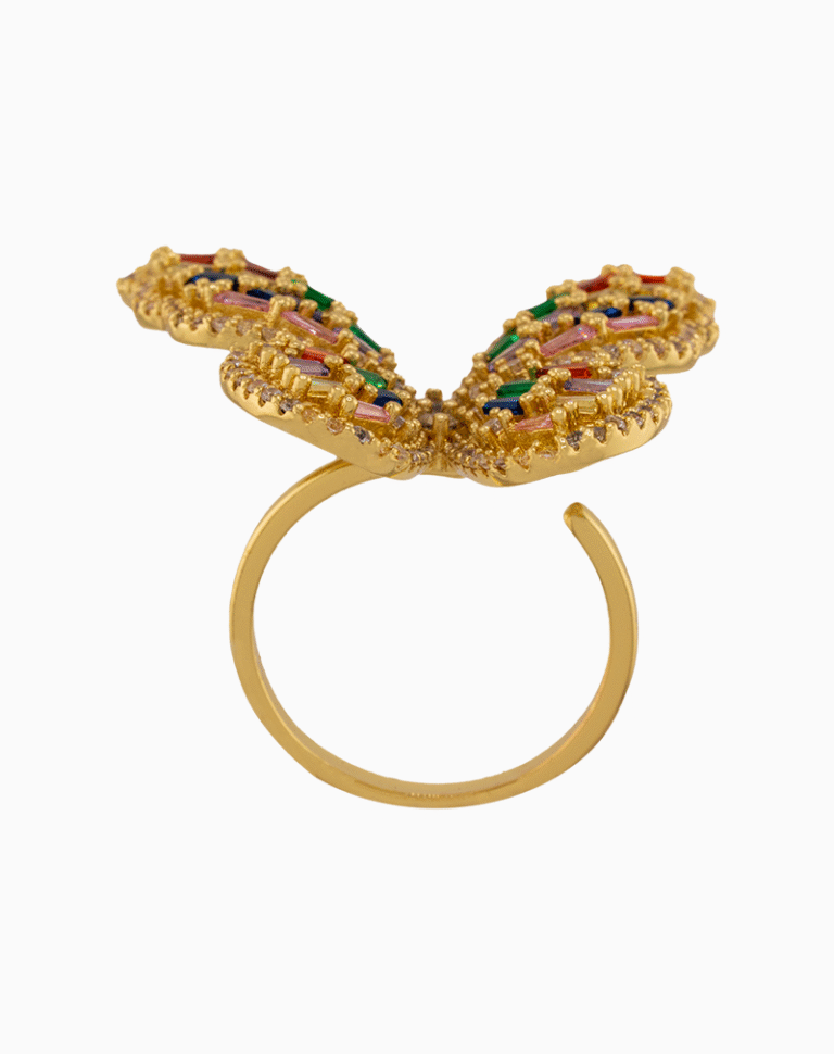 صفحه اصلی shoucka Multicolor Butterfly Statement Ring | Gold-Plated & Adjustable