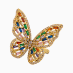 shoucka Multicolor Butterfly Statement Ring | Gold-Plated & Adjustable