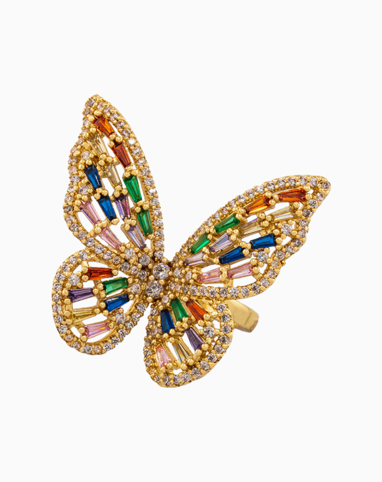 shoucka Multicolor Butterfly Statement Ring | Gold-Plated & Adjustable