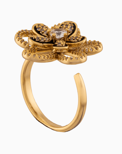shoucka Enamel Flower Ring for Women | Gold-Plated & Adjustable