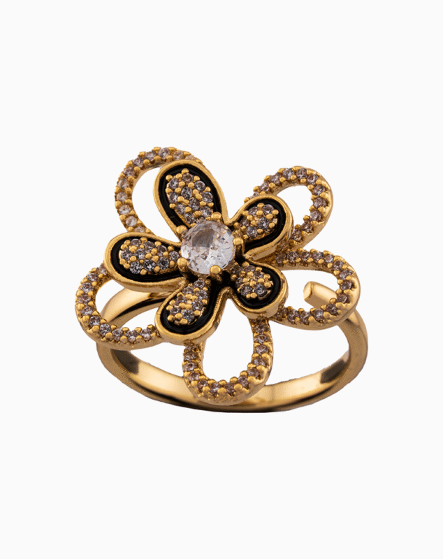 shoucka Enamel Flower Ring for Women | Gold-Plated & Adjustable