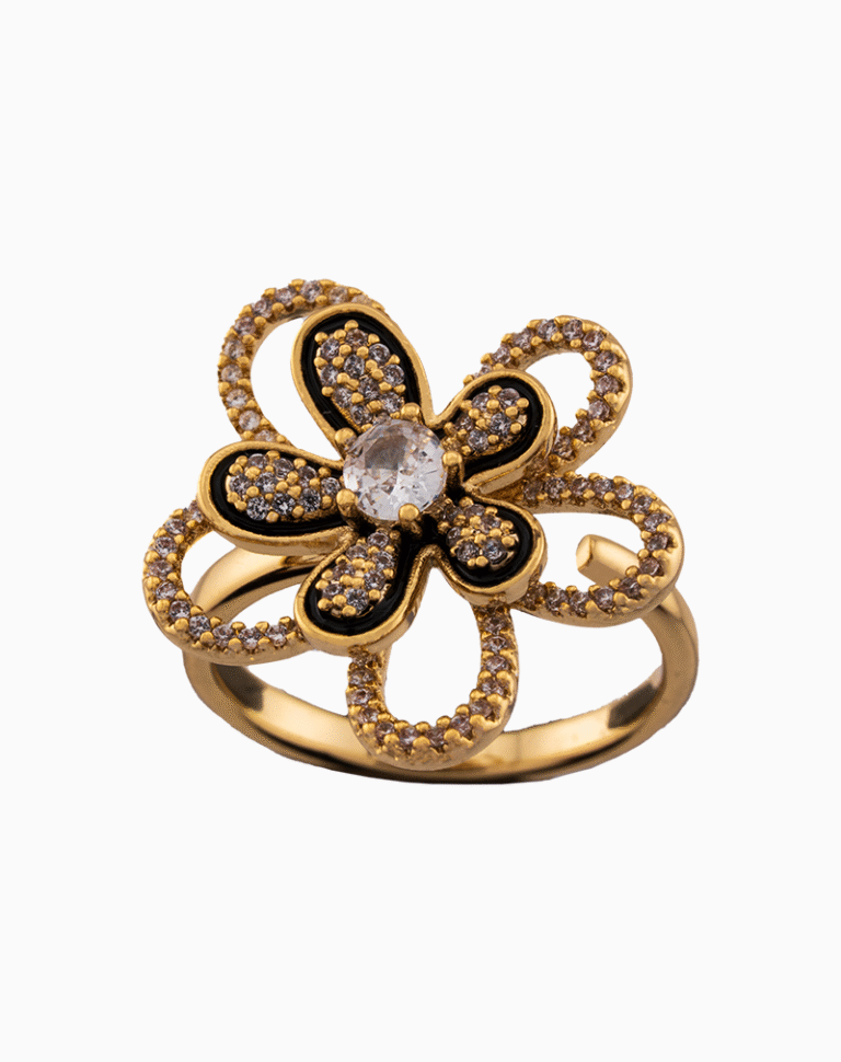shoucka Enamel Flower Ring for Women | Gold-Plated & Adjustable