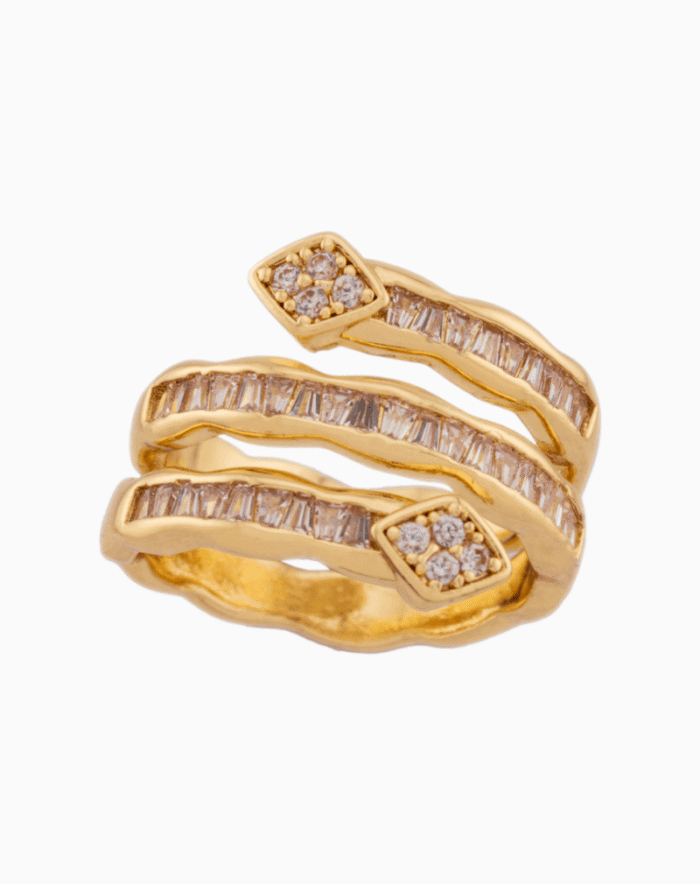 shoucka Baguette Spiral Wrap Ring | Gold-Plated & Statement Jewelry