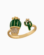 shoucka Funky Cactus Enamel Open Ring | Gold-Plated & Adjustable