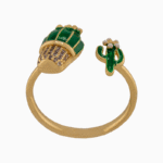shoucka Funky Cactus Enamel Open Ring | Gold-Plated & Adjustable