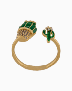 shoucka Funky Cactus Enamel Open Ring | Gold-Plated & Adjustable