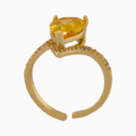shoucka Glamorous Yellow Pear Cut Solitaire Ring | Gold-Plated & Adjustable